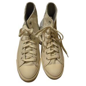 Converse Chuck Taylor Womens 10.5 Mens 8.5 High Top Egret Canvas Knit Sneaker
